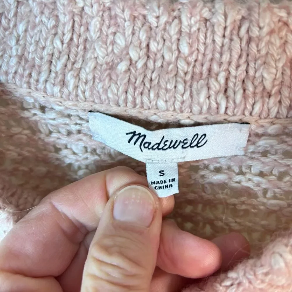 Madewell Women's Peach Pink Cotton Blend Marled Chunky Knit LS Sweater Size S